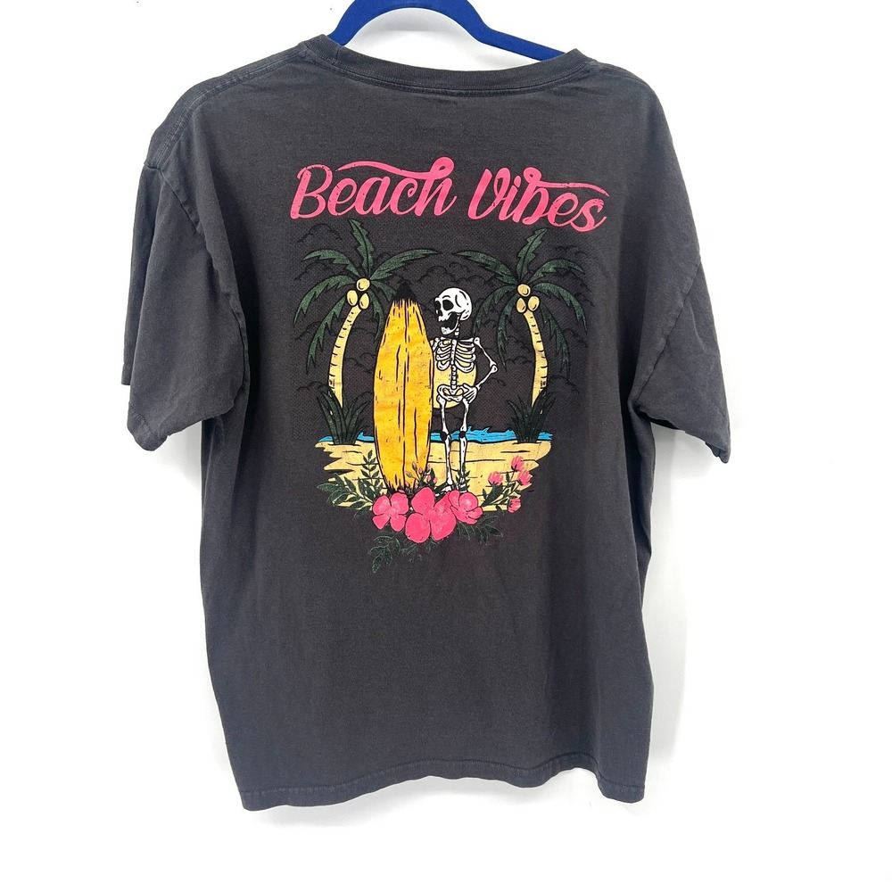 Call your Mother skeleton surfer beach vibes t-shirt Halloween spooky season L